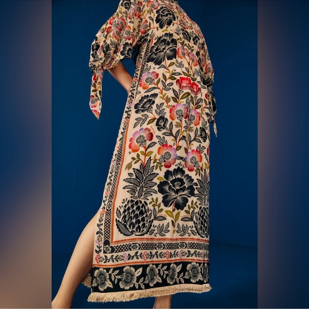 Farm Rio Romantic Garden Floral High-Neck Maxi Dress - Picture 8 of 13